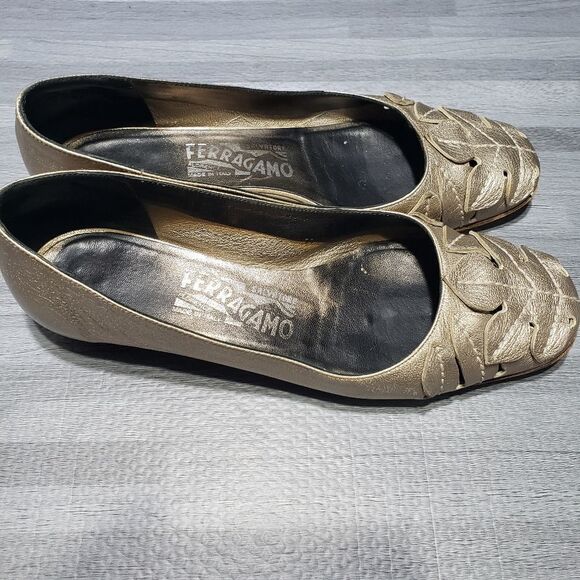 Salvatore Ferragamo Nappa Leather Tiglio Flats, - Picture 2 of 8